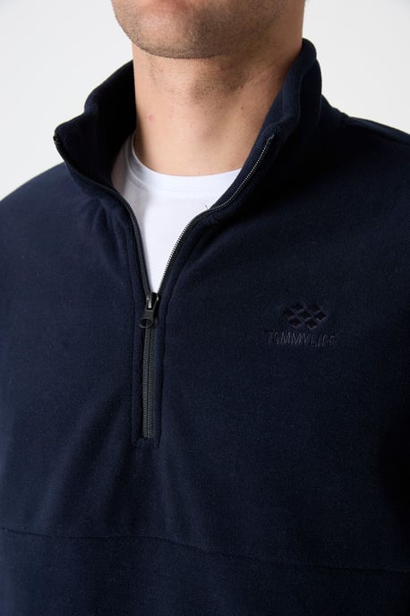Tommy Life Heren-sweatshirt met slim fit, halve rits en zachte pluche structuur - Image 4