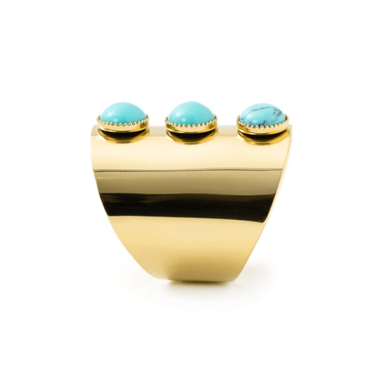 Luxenter Turquoise Ring is afgewerkt in 18 karaats geelgoud - Isum - Image 3
