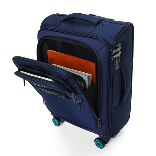 Zachte koffer 1680D polyester blauw, 8 wielen, TSA - Image 4