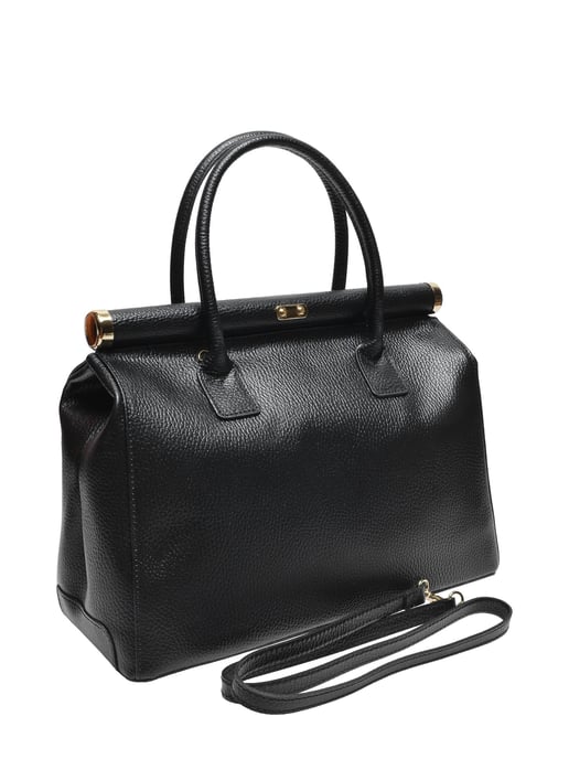 Anna Luchini Zwart Rundleer Tas - Image 2