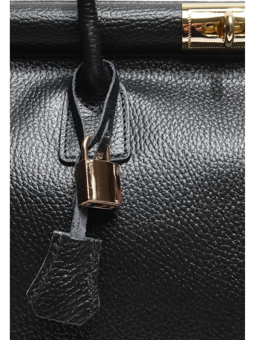 Anna Luchini Zwart Rundleer Tas - Image 3