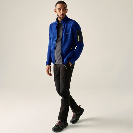 Regatta Heren Newhill Marl Full Zip Fleecejack (Olympian Blue/Wild Lime) - Image 1