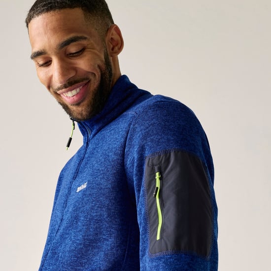 Regatta Heren Newhill Marl Full Zip Fleecejack (Olympian Blue/Wild Lime) - Image 5