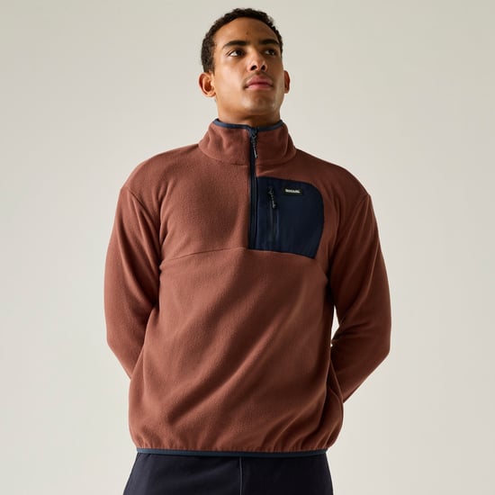 Regatta Heren Frankie Half Zip Fleece Top (Donkerkersenrood/marineblauw) - Image 4