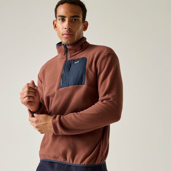 Regatta Heren Frankie Half Zip Fleece Top (Donkerkersenrood/marineblauw) - Image 6