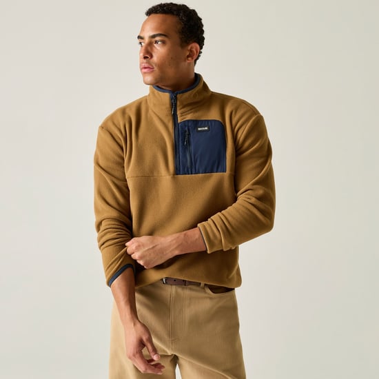 Regatta Heren Frankie Half Zip Fleece Top (Rijk bruin/marineblauw) - Image 4