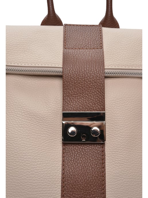 Luisa Vannini Beige Rundleer Tas - Image 3
