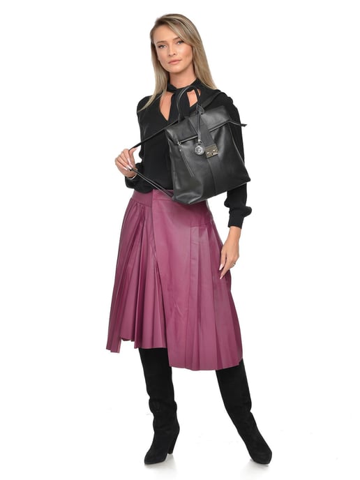 Luisa Vannini Zwart Rundleer Tas - Image 5