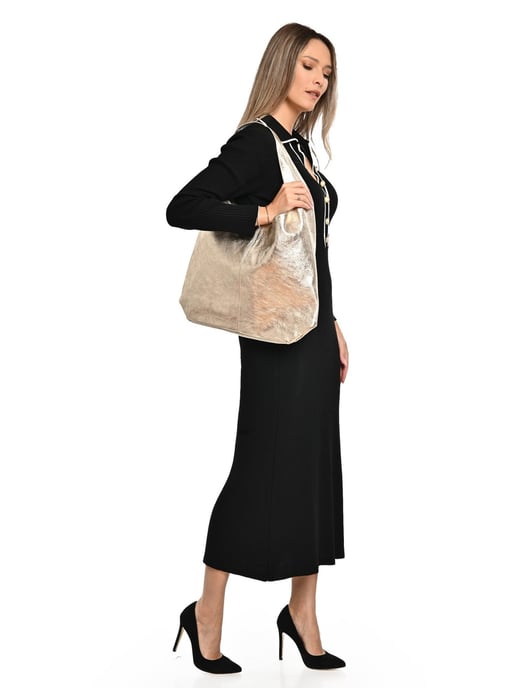 Luisa Vannini Goud Rundleer Tas - Image 5