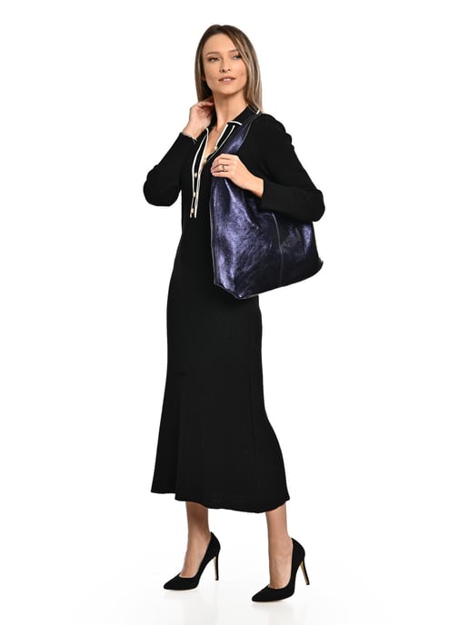 Luisa Vannini Blauw Rundleer Tas - Image 5