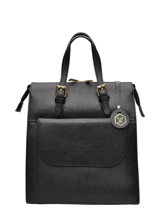 Luisa Vannini Zwart Rundleer Tas - Image 1