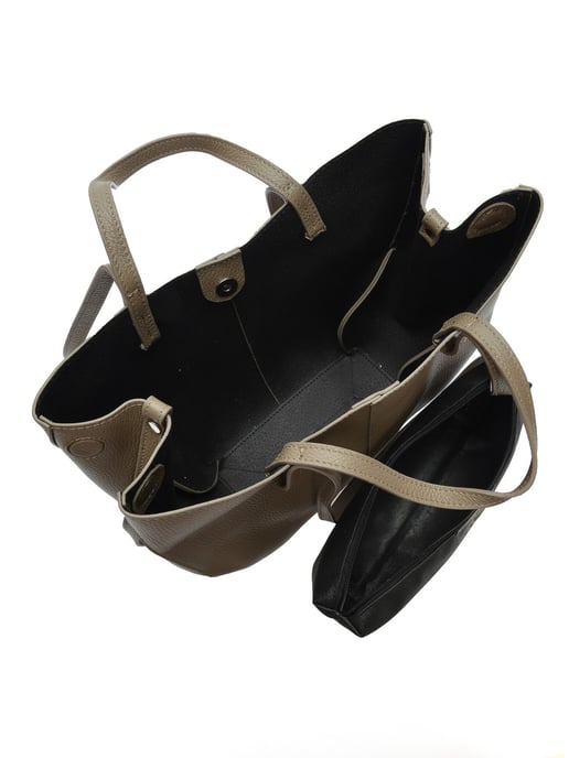 Luisa Vannini Beige Rundleer Tas - Image 4