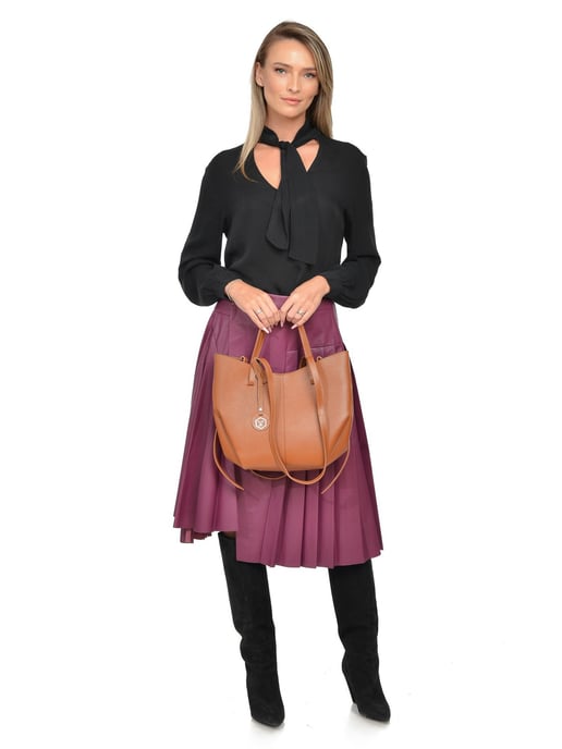 Luisa Vannini Brown Rundleer Tas - Image 5