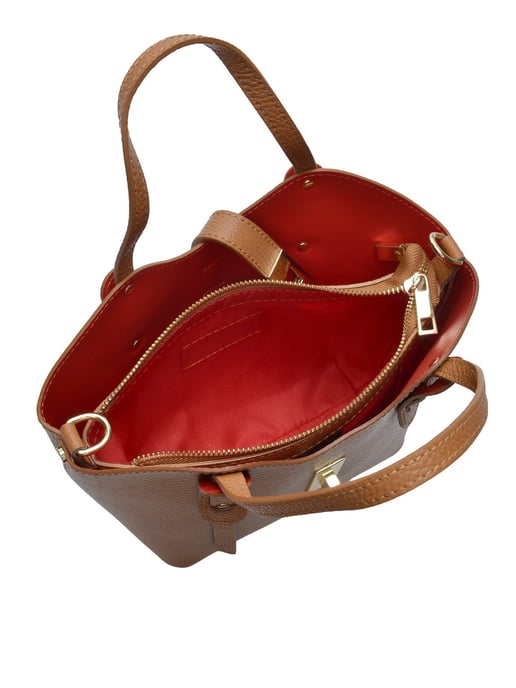 Anna Luchini Brown Rundleer Tas - Image 4