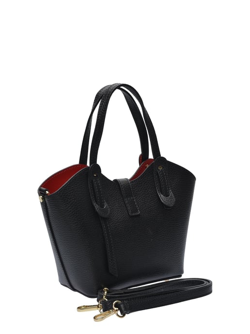 Anna Luchini Zwart Rundleer Tas - Image 2