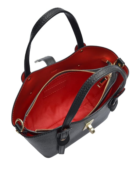 Anna Luchini Zwart Rundleer Tas - Image 4