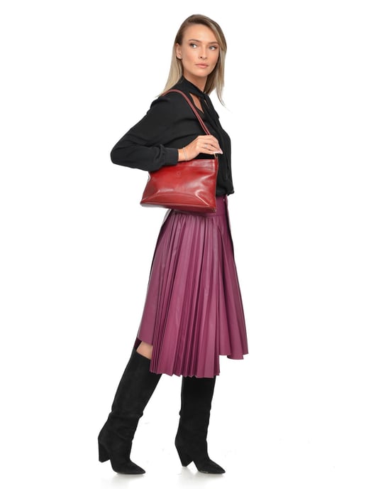 Luisa Vannini Rood Rundleer Tas - Image 5