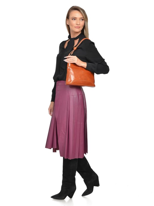 Luisa Vannini Brown Rundleer Tas - Image 5