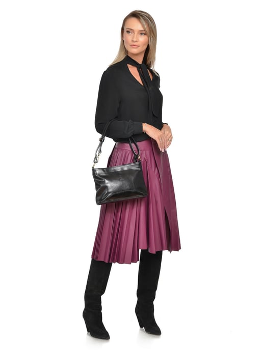 Luisa Vannini Zwart Rundleer Tas - Image 5