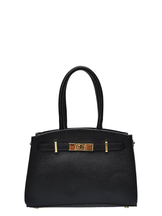 Anna Luchini Zwart Rundleer Tas - Image 1