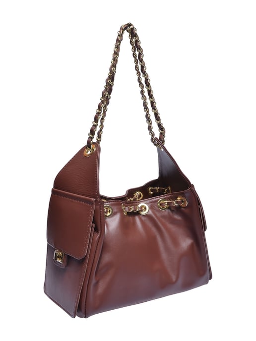 Anna Luchini Bordeauxrood Rundleer Tas - Image 2