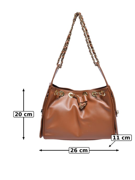 Anna Luchini Brown Rundleer Tas - Image 5