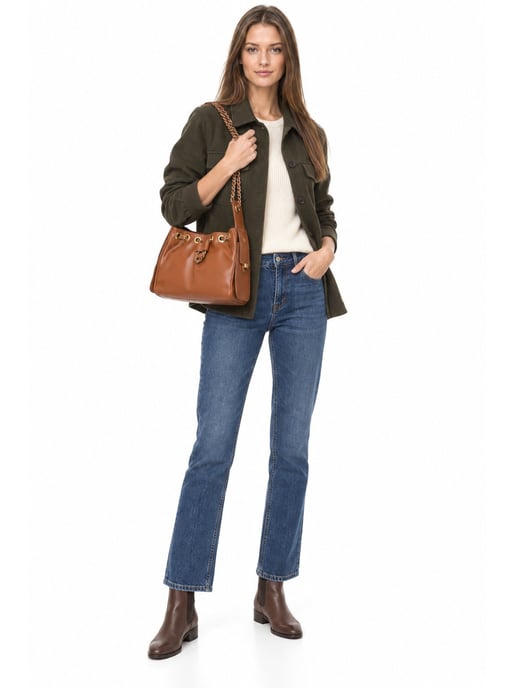 Anna Luchini Brown Rundleer Tas - Image 6