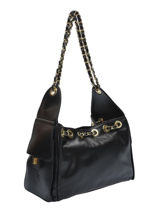Anna Luchini Zwart Rundleer Tas - Image 2
