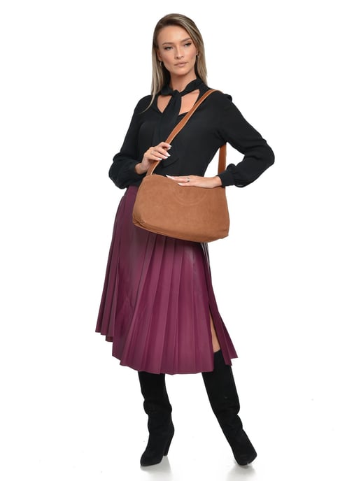 Anna Luchini Brown Rundleer Tas - Image 5