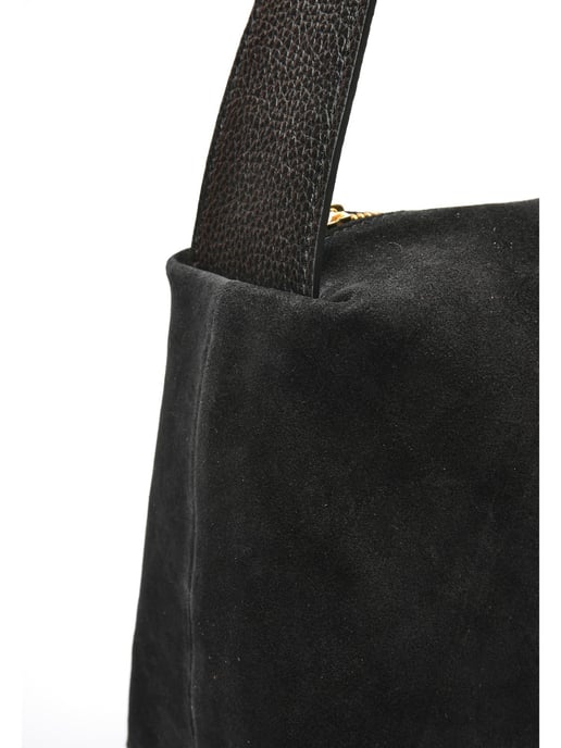 Anna Luchini Zwart Rundleer Tas - Image 3