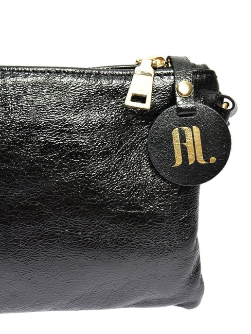 Anna Luchini Zwart Rundleer Tas - Image 3