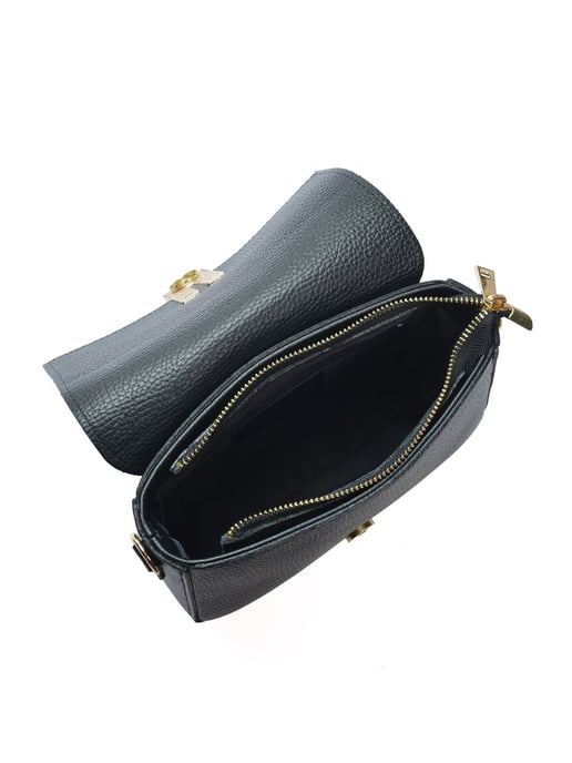 Anna Luchini Zwart Rundleer Tas - Image 3