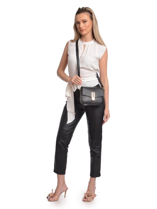 Anna Luchini Zwart Rundleer Tas - Image 4