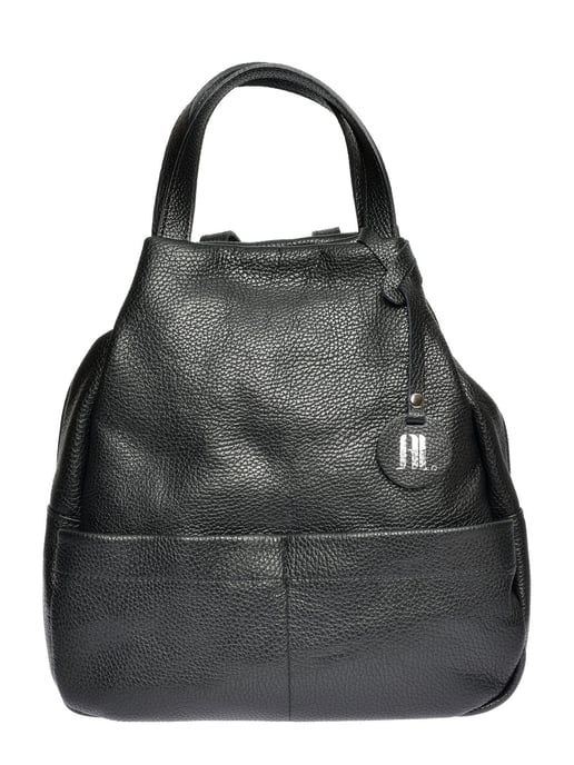 Anna Luchini Zwart Rundleer Tas - Image 1