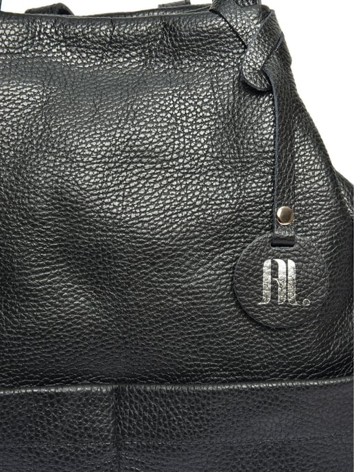 Anna Luchini Zwart Rundleer Tas - Image 3