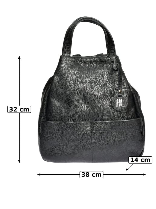 Anna Luchini Zwart Rundleer Tas - Image 6