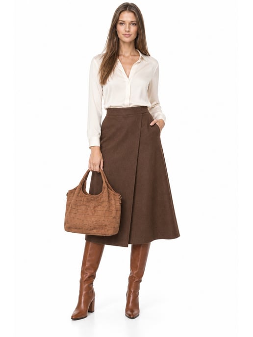 Anna Luchini Brown Rundleer Tas - Image 6