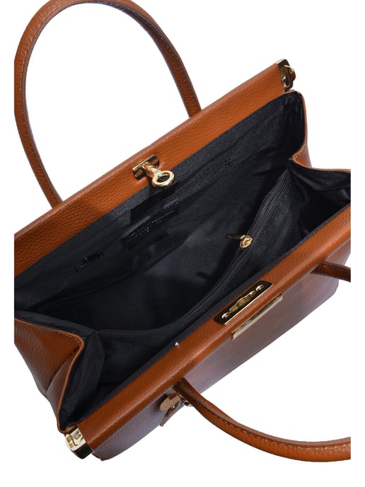 Anna Luchini Brown Rundleer Tas - Image 4