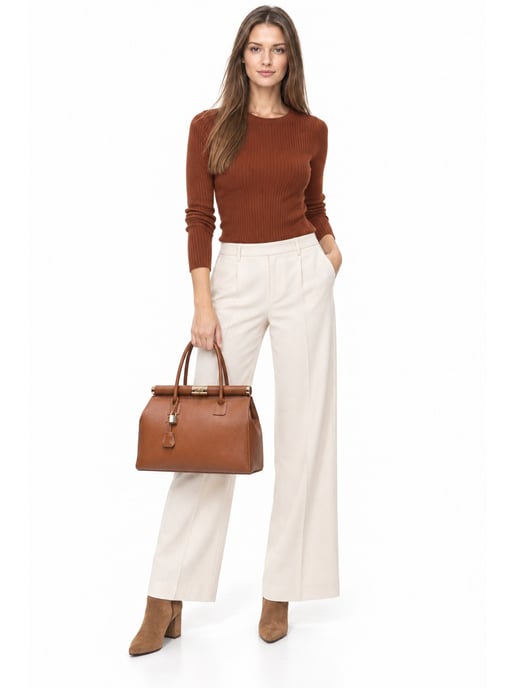 Anna Luchini Brown Rundleer Tas - Image 6