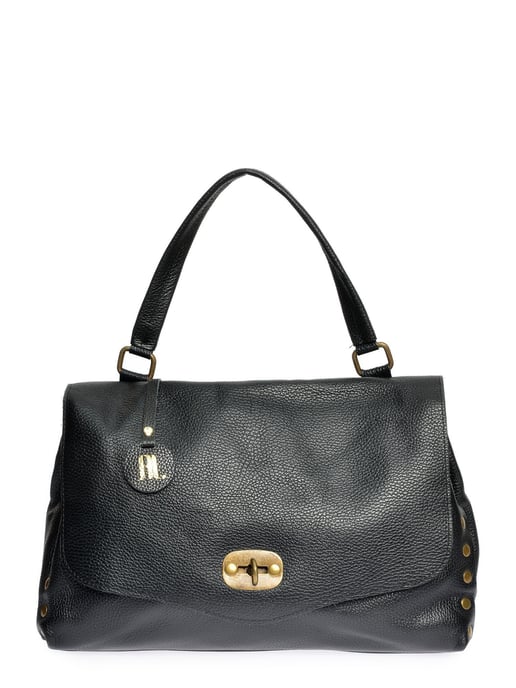 Anna Luchini Zwart Rundleer Tas - Image 1