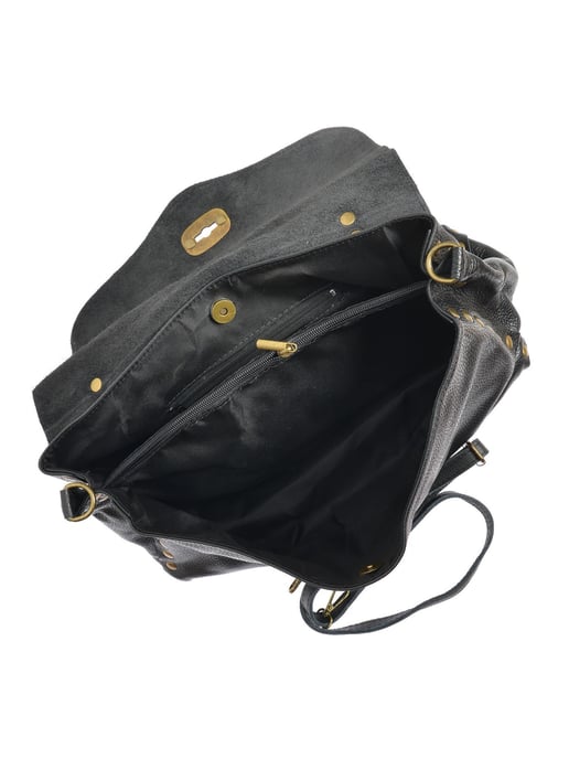 Anna Luchini Zwart Rundleer Tas - Image 4