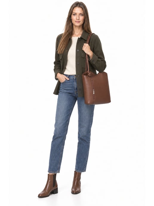 Anna Luchini Bordeauxrood Rundleer Tas - Image 6