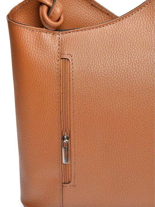 Anna Luchini Brown Rundleer Tas - Image 3