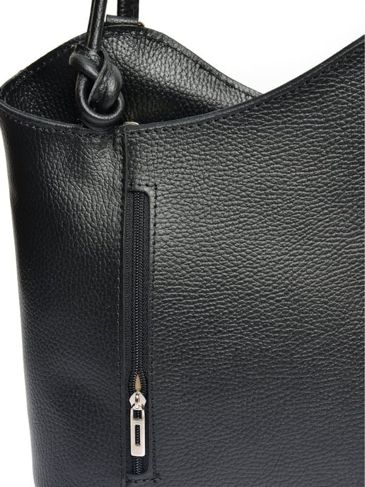 Anna Luchini Zwart Rundleer Tas - Image 3