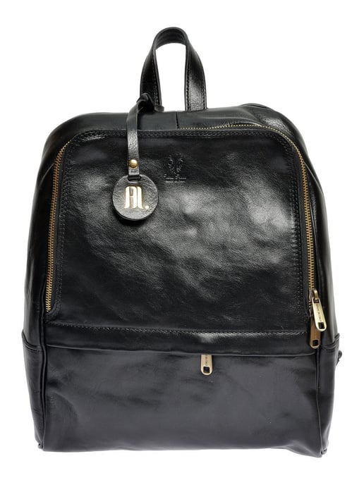 Anna Luchini Zwart Rundleer Tas - Image 1