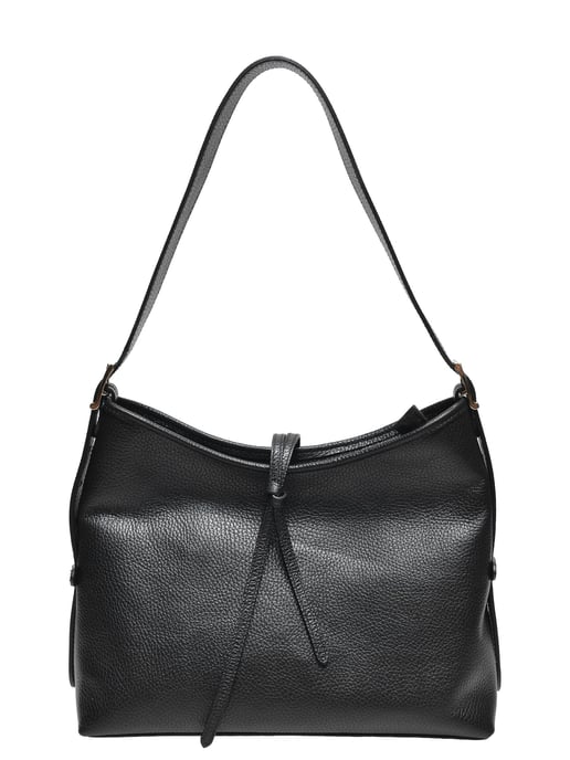 Anna Luchini Zwart Rundleer Tas - Image 1