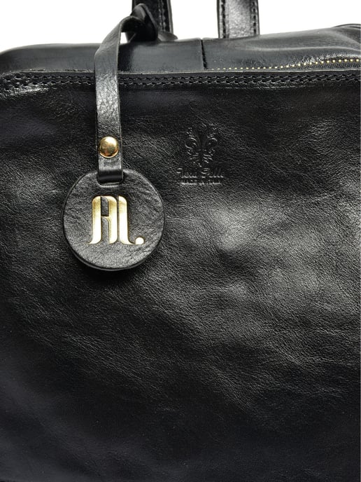 Anna Luchini Zwart Rundleer Tas - Image 3