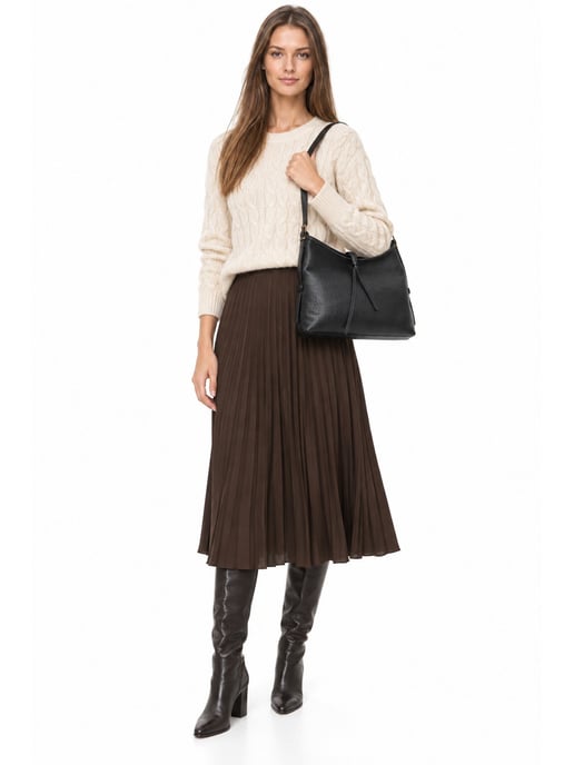 Anna Luchini Zwart Rundleer Tas - Image 6