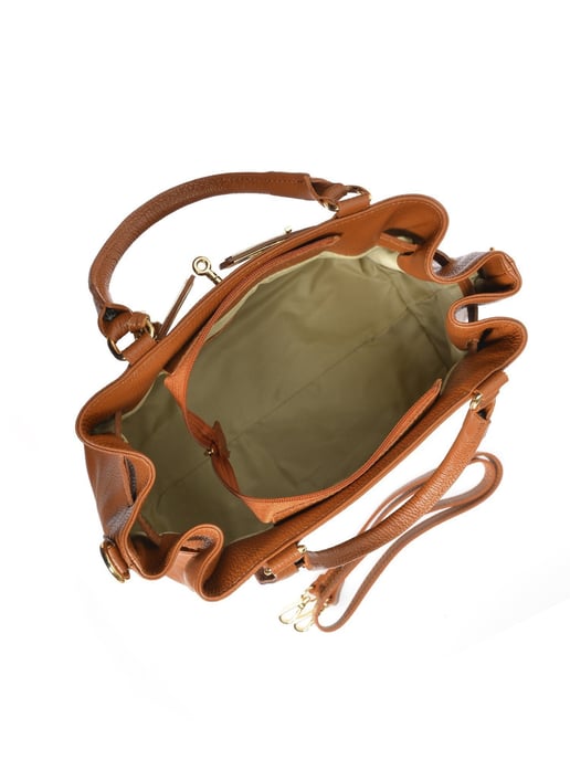 Anna Luchini Brown Rundleer Tas - Image 3