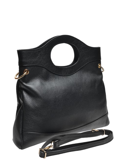 Anna Luchini Zwart Rundleer Tas - Image 2